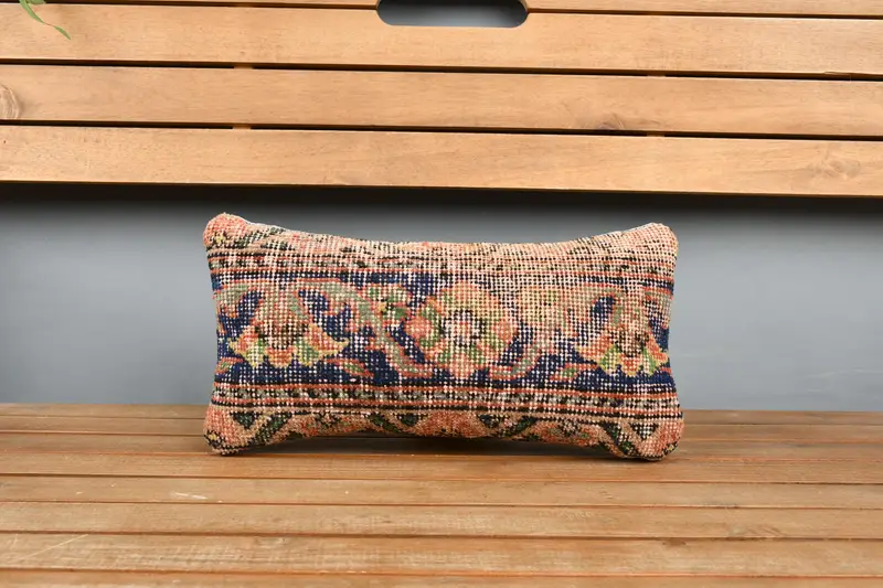 Gift Pillow, Vintage Pillow, Shabby Chic Pillow Cover, Decorative Throw Cushion, Cushion Case, Turkish Pillow, 8x16 Blue Cushion Cover - 6