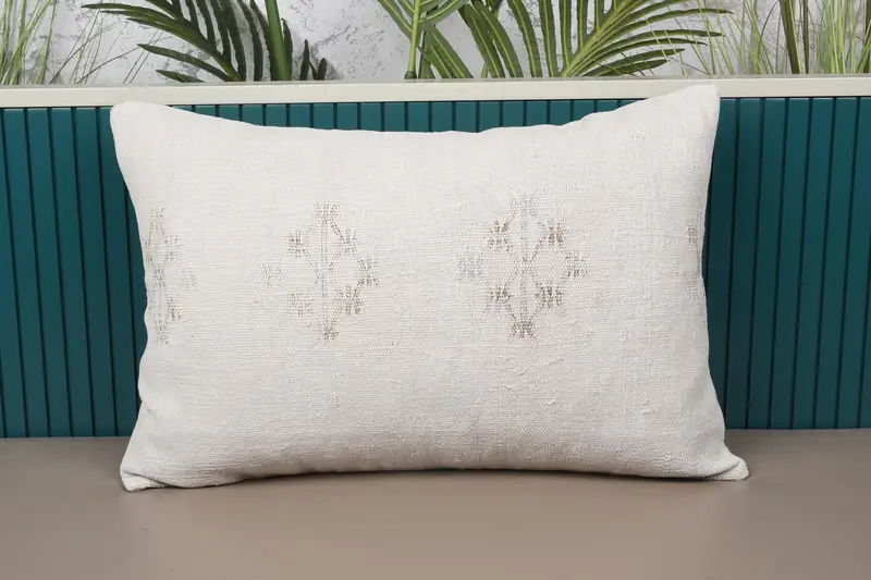 Beige, bronzefarbenes Southwestern-Wurfkissen, 16x24 handgefertigtes Leinenkissen