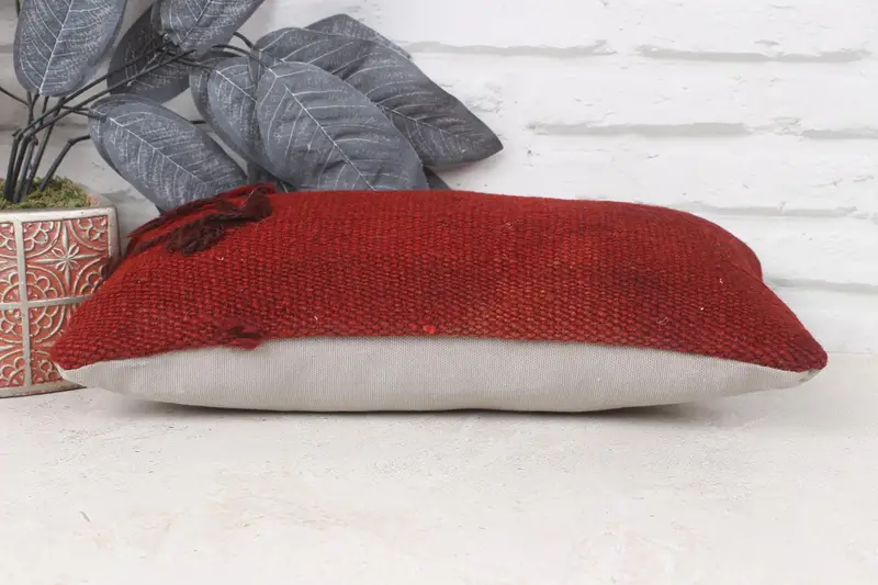 Turkish Pillow, 8x16 Red Pillow Sham, Pillow Cover, Vintage Kilim Pillow, Handmade Throw Pillow, Aesthetic Pillow Case, Vintage Kilim Throw Pillow - 5