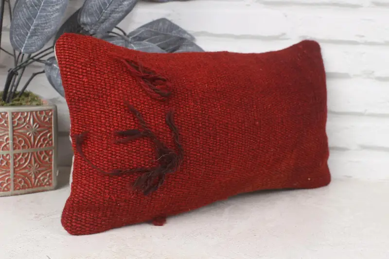 Turkish Pillow, 8x16 Red Pillow Sham, Pillow Cover, Vintage Kilim Pillow, Handmade Throw Pillow, Aesthetic Pillow Case, Vintage Kilim Throw Pillow - 3