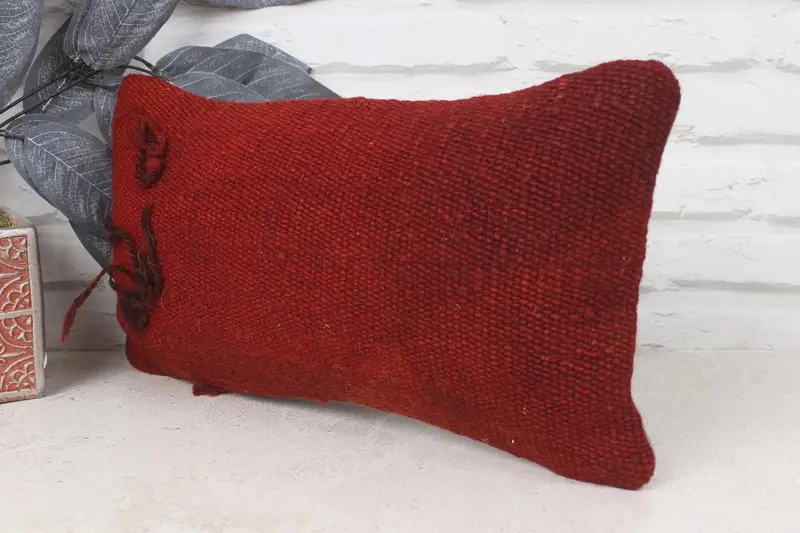 Turkish Pillow, 8x16 Red Pillow Sham, Pillow Cover, Vintage Kilim Pillow, Handmade Throw Pillow, Aesthetic Pillow Case, Vintage Kilim Throw Pillow - 4
