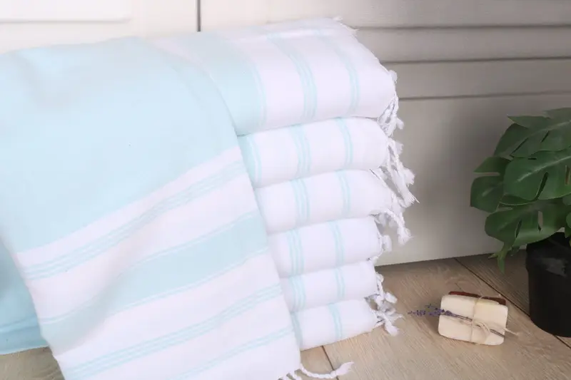 Handmade Striped Mint Turkish Bath Towel, 70x40 Inches