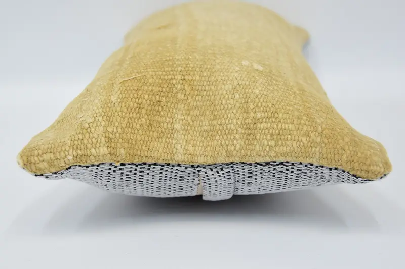 Pillow Case, Knitted Cushion Cover, 8x16 Beige Cushion, Meditation Cushion Cover, Vintage Kilim Throw Pillow, Throw Kilim Pillow, Home Decor Pillow - 5
