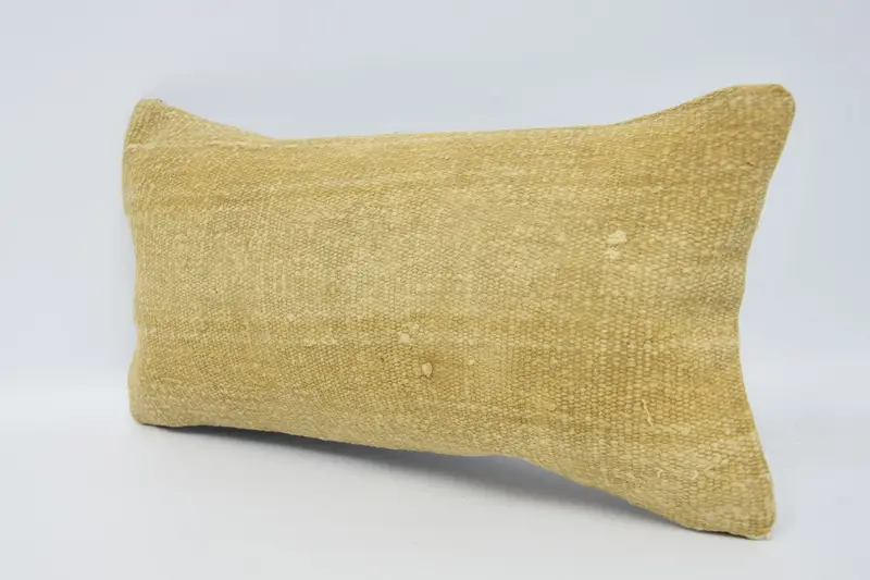 Pillow Case, Knitted Cushion Cover, 8x16 Beige Cushion, Meditation Cushion Cover, Vintage Kilim Throw Pillow, Throw Kilim Pillow, Home Decor Pillow - 4