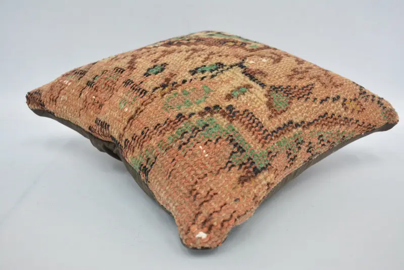 Retro Pillow Case, 12x12 Brown Pillow Sham, Pillow for Couch, Kilim Cushion Sham, Interior Designer Pillow, Nomadic Cushion Case, Pillow Sham - 6