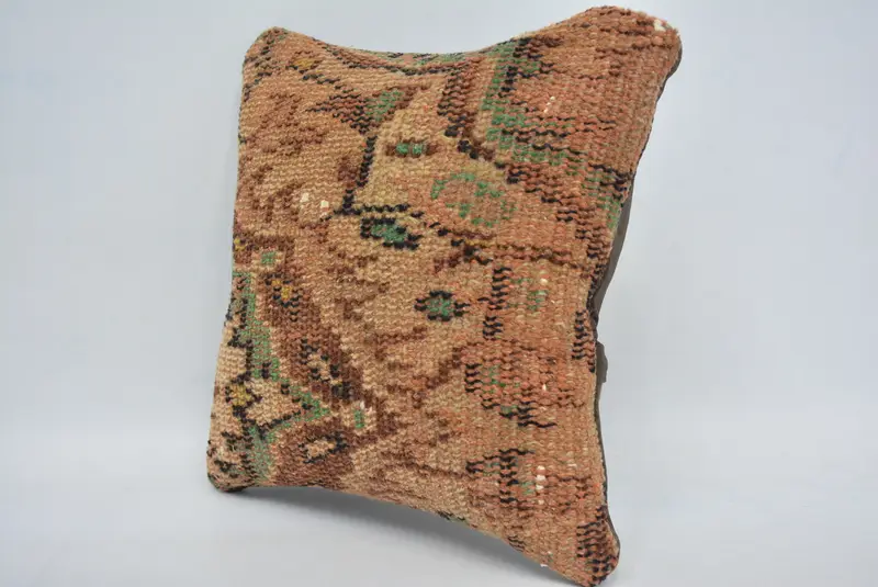 Retro Pillow Case, 12x12 Brown Pillow Sham, Pillow for Couch, Kilim Cushion Sham, Interior Designer Pillow, Nomadic Cushion Case, Pillow Sham - 4