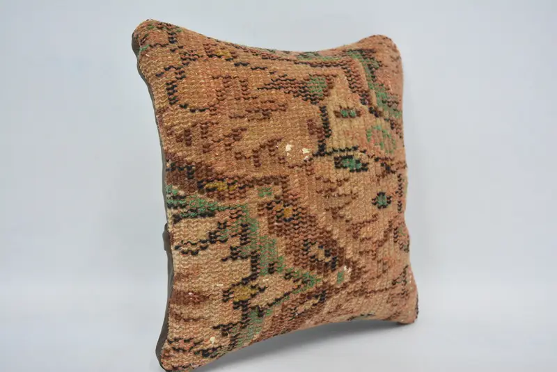 Retro Pillow Case, 12x12 Brown Pillow Sham, Pillow for Couch, Kilim Cushion Sham, Interior Designer Pillow, Nomadic Cushion Case, Pillow Sham - 3
