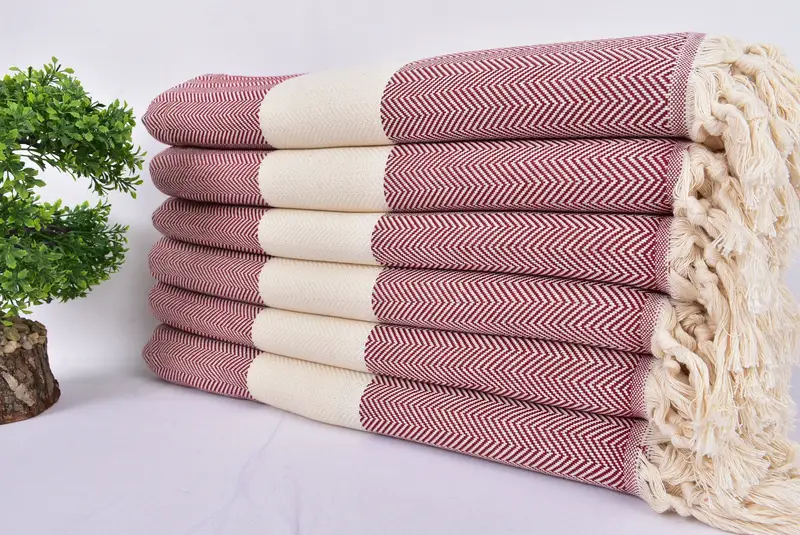 Handmade Gift, Best Friend Gift, Gift For Best Friend, 70x40 Cotton Herringbone Towel, Beach Towel Gift, Sand-resistant Turkish towel for the beach - 3