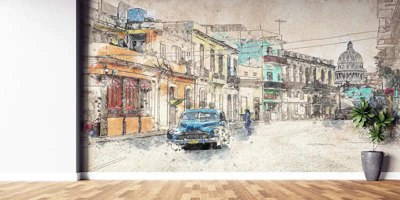 Zarif Baskılı Duvar Kağıdı: Şehir Mimarisi ve Soyut Manzara