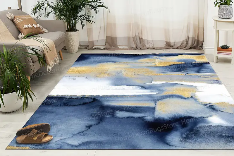 Alfombra con estampado geométrico: diseño moderno, tela suave, decoración versátil