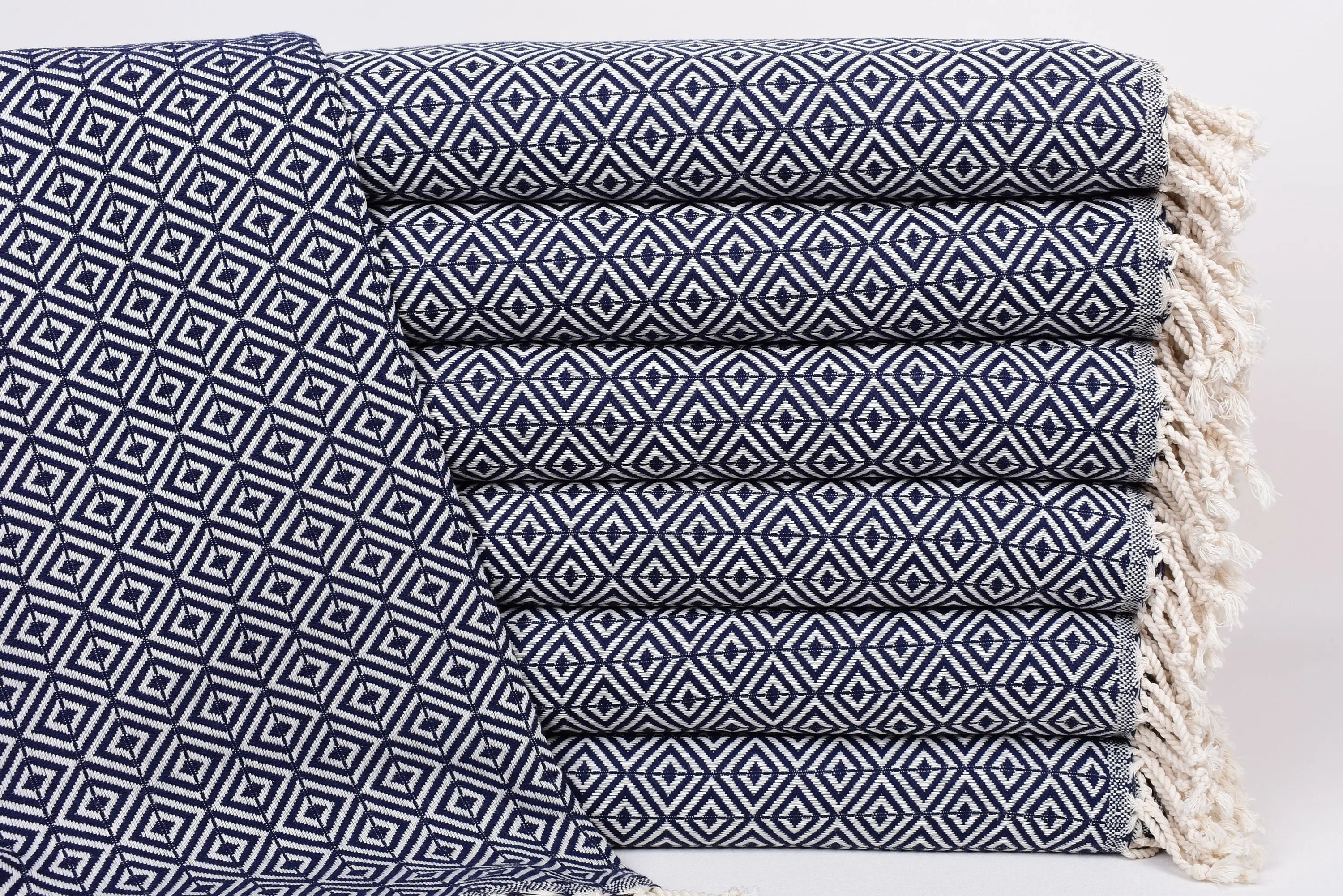 Turkish Towel Beach Gift For Her Navy Diamond Towel, 70x40 Inches - 1