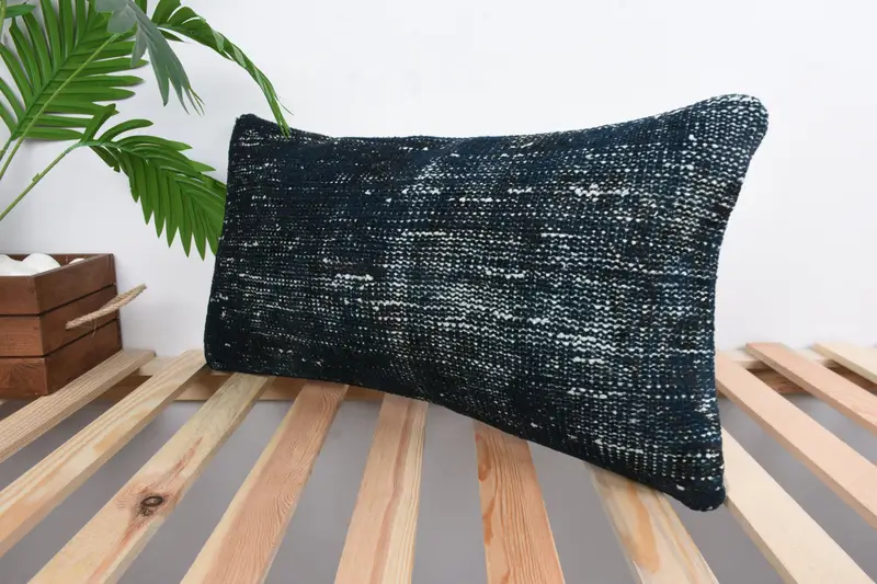 Pillow Sham, 12x24 Blue Pillow Case, Vintage Kilim Pillow Cushion Cover, Turkish Kilim Pillow, Interior Designer Pillow, Kilim Cushion Sham - 5