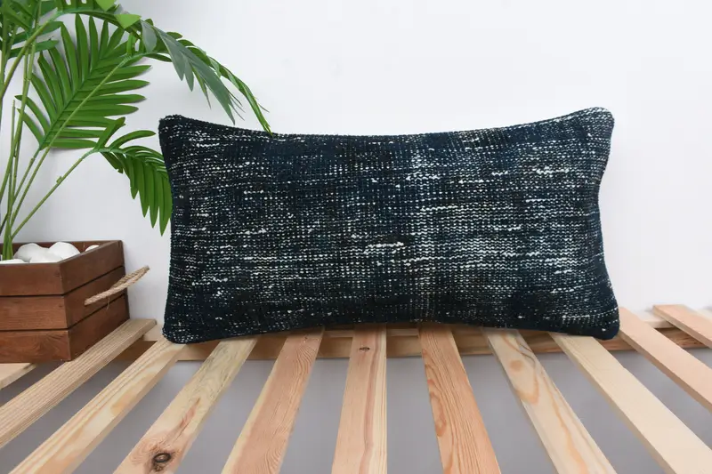 Pillow Sham, 12x24 Blue Pillow Case, Vintage Kilim Pillow Cushion Cover, Turkish Kilim Pillow, Interior Designer Pillow, Kilim Cushion Sham - 1