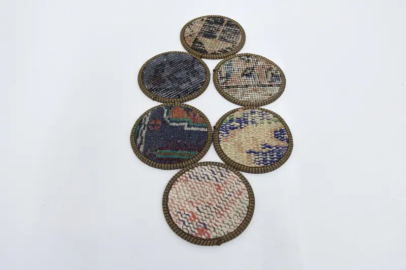 Bohemian Blue and Red Round Coaster, Stylish Bohemian Coaster