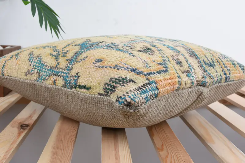 Cushion Case, Bright Pillow Cover, Turkish Bench Pillow Cover, Gift Pillow, Interior Designer Pillow, Boho Pillow, 18x18 Beige Pillow - 6