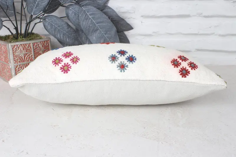 Throw Kilim Pillow, Gift Pillow, 8x16 Beige Cushion, Nautical Throw Cushion Case, Office Chair Cushion Case, Vintage Pillow, Pillow Sham - 5