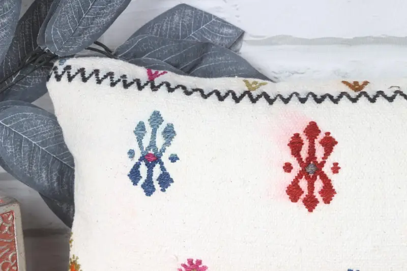 Throw Kilim Pillow, Gift Pillow, 8x16 Beige Cushion, Nautical Throw Cushion Case, Office Chair Cushion Case, Vintage Pillow, Pillow Sham - 2