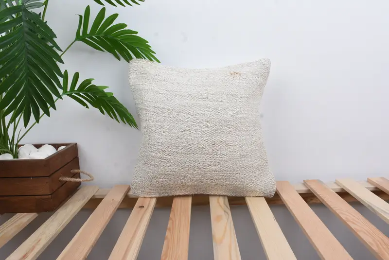 Interior Designer Pillow, Pillow Case, Vintage Kilim Throw Pillow, Southwestern Pillow Sham, Kilim Pillow, 14x14 White Pillow, Muted Cushion Cover - 1