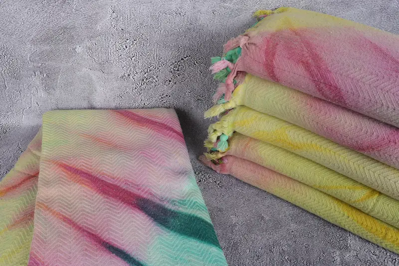 92x68 Cotton Tie Dye Chevron Towel, Tablecloth, Housewarming Gift, Bachelorette Gifts, Personalized Gift, Extra Large Tablecloth, Best Wedding Gift - 2