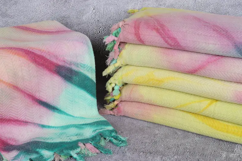 92x68 Cotton Tie Dye Chevron Towel, Tablecloth, Housewarming Gift, Bachelorette Gifts, Personalized Gift, Extra Large Tablecloth, Best Wedding Gift - 3