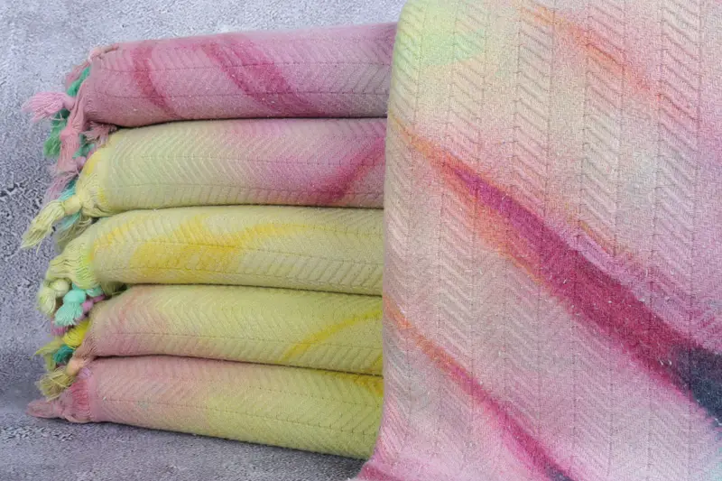 92x68 Cotton Tie Dye Chevron Towel, Tablecloth, Housewarming Gift, Bachelorette Gifts, Personalized Gift, Extra Large Tablecloth, Best Wedding Gift - 1