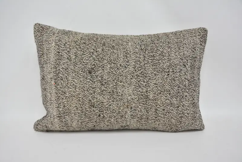 Pillow, Kilim Cushion Sham, Handmade Kilim Cushion, 16x24 Gray Pillow Cover, Accent Throw Cushion, Vintage Kilim Throw Pillow - 1
