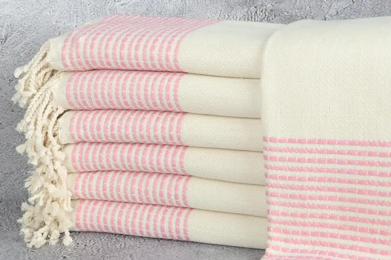 Custom Beach Towel, Personalized Pink Striped Turkish Cotton, 36x69 Inches