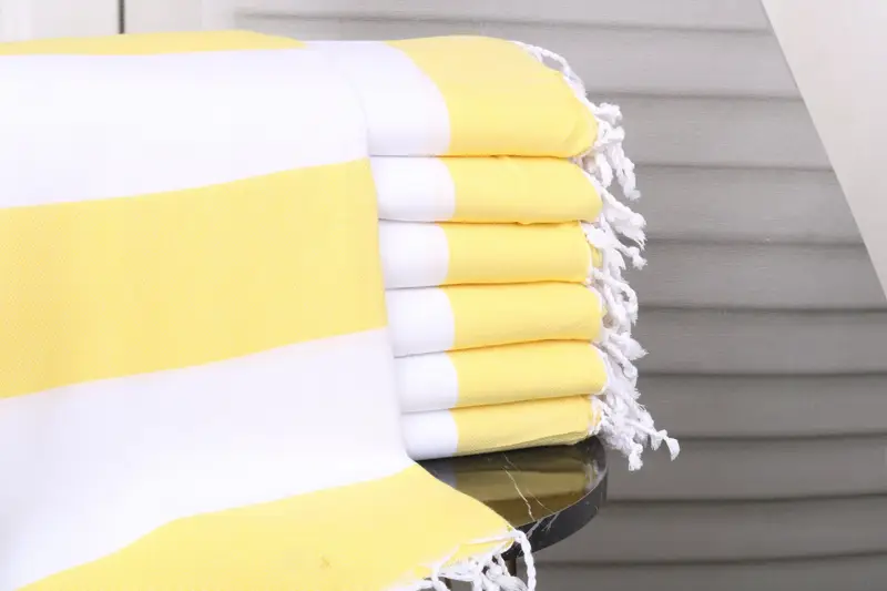 Custom Wedding Gift Yellow-White Cotton Towel, 40x71 Inches