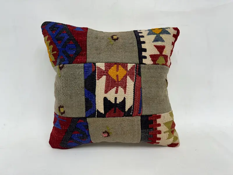 Couch Pillow Cover, Interior Designer Pillow, Pillow, Floor Pillow Case, 18x18 Beige Cushion Cover, Antique Pillows, Kilim Cushion Sham, Pet Cushion - 1