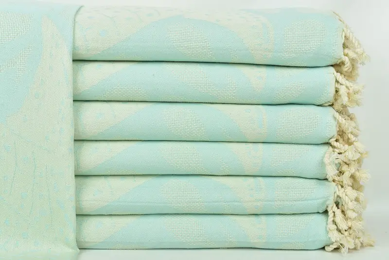 Turkish Bedcover, Wedding Gift, Bridal Shower Gift, 100x92 Cotton Whale Design Towel, Custom Shower Curtain, Decorative Blanket, Bachelorette Gifts - 3