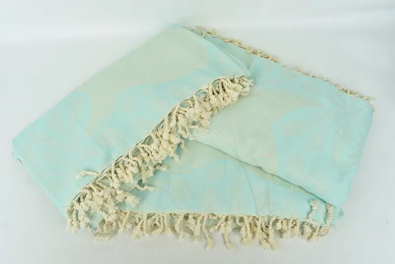 Turkish Bedcover, Wedding Gift, Bridal Shower Gift, 100x92 Cotton Whale Design Towel, Custom Shower Curtain, Decorative Blanket, Bachelorette Gifts - 8