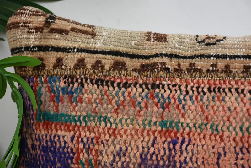 Ottoman -Kissen, Vintage Kilim Throw -Kissen, 12x24 Rotkissen, Kissenschein, handgefertigtes Kilimkissen, türkisches Kissen, helles Kissenbezier - 2