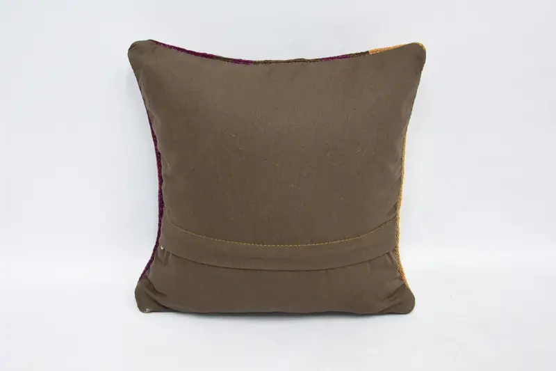 Turkish Kilim Pillow, Pastel Cushion Cover, Throw Kilim Pillow, Art Deco Cushion, Pillow Sham, 12x12 Brown Pillow Cover, Vintage Kilim Pillow - 6
