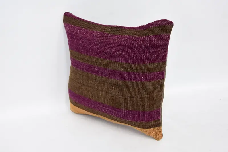 Turkish Kilim Pillow, Pastel Cushion Cover, Throw Kilim Pillow, Art Deco Cushion, Pillow Sham, 12x12 Brown Pillow Cover, Vintage Kilim Pillow - 4