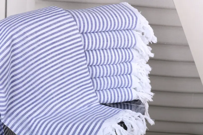 Turkish Beach Towel Monogram Navy Striped 36x67 Inches