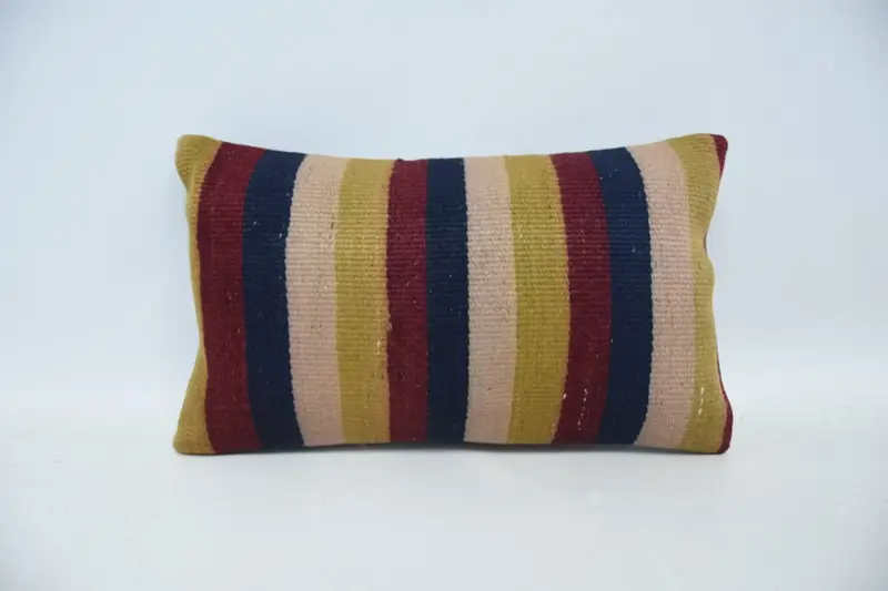 Pillow for Couch, 12x20 Red Pillow Sham, Kilim Pillow, Authentic Pillow Sham, Cushion Case, Crochet Pattern Pillow Cover, Handmade Kilim Cushion - 1