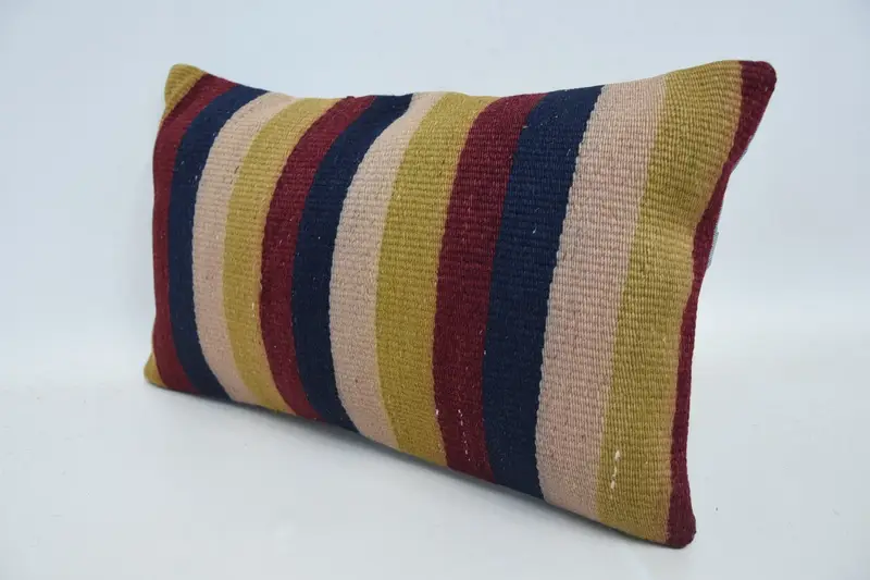 Pillow for Couch, 12x20 Red Pillow Sham, Kilim Pillow, Authentic Pillow Sham, Cushion Case, Crochet Pattern Pillow Cover, Handmade Kilim Cushion - 4