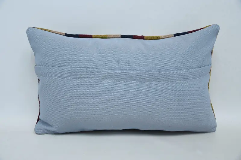 Pillow for Couch, 12x20 Red Pillow Sham, Kilim Pillow, Authentic Pillow Sham, Cushion Case, Crochet Pattern Pillow Cover, Handmade Kilim Cushion - 6