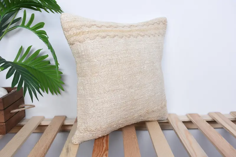 Cushion Case, Interior Designer Pillow, 16x16 Beige Pillow Cover, Antique Pillows, Lounge Throw Pillow, Boho Pillow Sham Cover, Luxury Pillow Case - 4