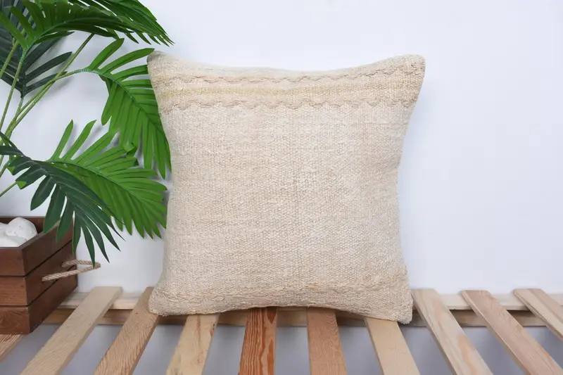 Cushion Case, Interior Designer Pillow, 16x16 Beige Pillow Cover, Antique Pillows, Lounge Throw Pillow, Boho Pillow Sham Cover, Luxury Pillow Case - 1