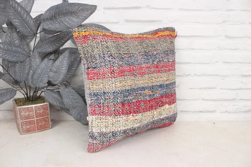 Gift Pillow, Boho Pillow, Pillow, Tribal Pillow, Kilim Pillow Cover, Outdoor Bolster Pillow, 16x16 Blue Cushion Case - 3
