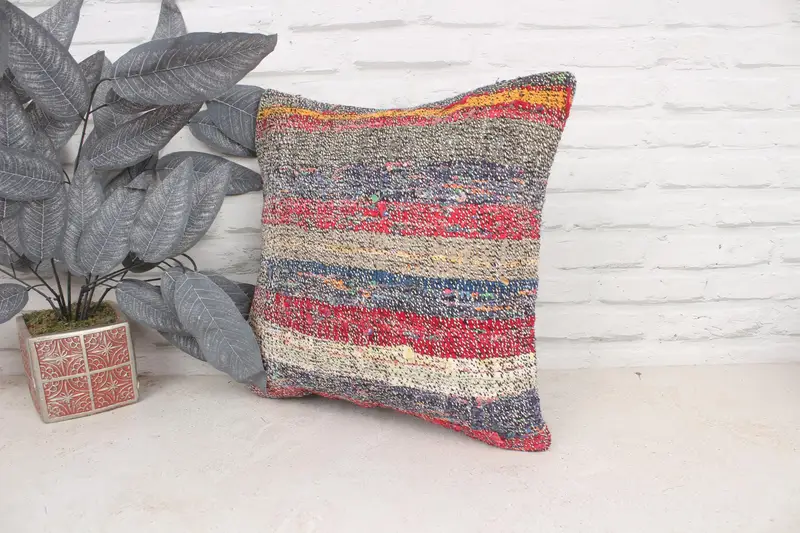 Gift Pillow, Boho Pillow, Pillow, Tribal Pillow, Kilim Pillow Cover, Outdoor Bolster Pillow, 16x16 Blue Cushion Case - 4