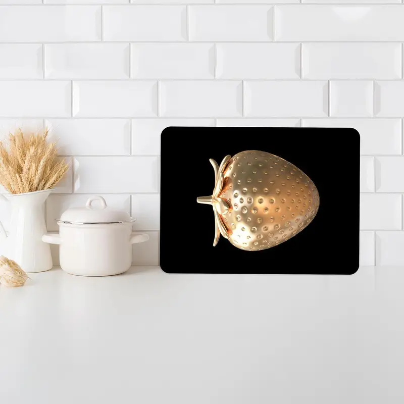 Çilek Baskılı Cam Kesme Tahtası, Trendy Mutfağın Temeli