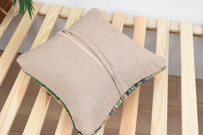 Cushion Cover, Kilim Pillow Cover, Boho Chic Pillow, 14x14 Blue Pillow Case, Home Decor Pillow, Turkish Kilim Pillow - 8