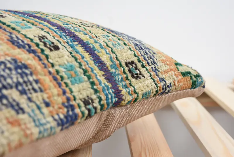Cushion Cover, Kilim Pillow Cover, Boho Chic Pillow, 14x14 Blue Pillow Case, Home Decor Pillow, Turkish Kilim Pillow - 7