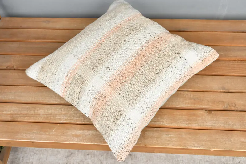 16x16 White Pillow, Pillow, Kilim Pillow Cover, Turkish Pillow, Cotton Pillow Sham, Bench Cushion Case, Meditation Pillow, Pillow for Couch - 2
