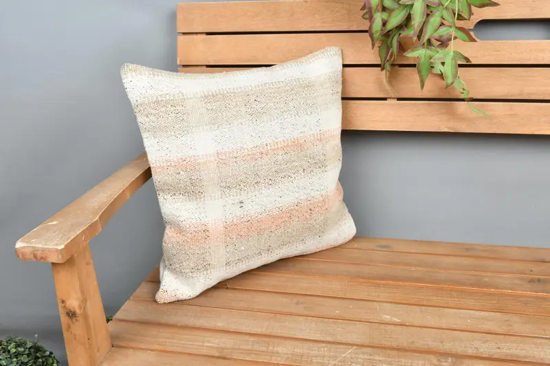 16x16 White Pillow, Pillow, Kilim Pillow Cover, Turkish Pillow, Cotton Pillow Sham, Bench Cushion Case, Meditation Pillow, Pillow for Couch - 1