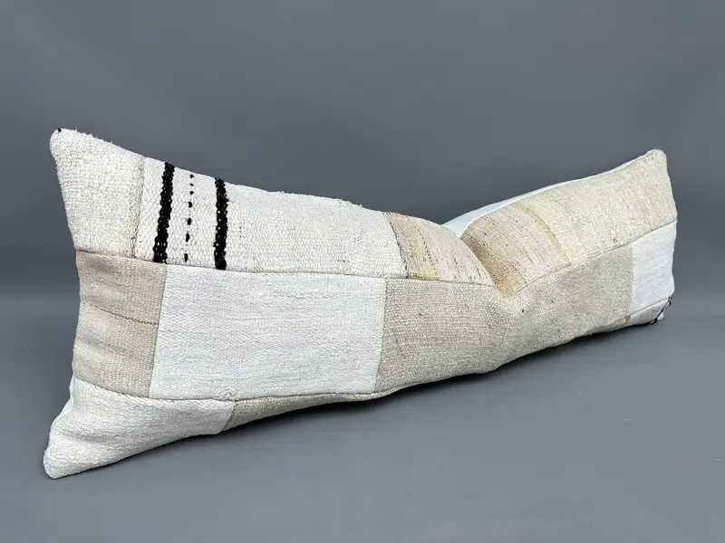Pillow Cover, Accent Throw Cushion Cover, Handmade Kilim Cushion, Pillow for Couch, Kilim Cushion Sham, 16x48 White Cushion Case - 2