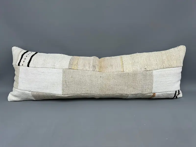 Pillow Cover, Accent Throw Cushion Cover, Handmade Kilim Cushion, Pillow for Couch, Kilim Cushion Sham, 16x48 White Cushion Case - 4