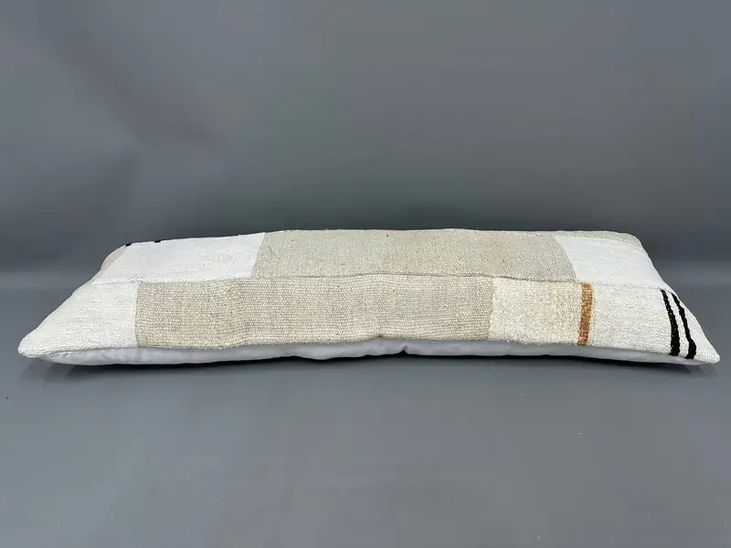 Pillow Cover, Accent Throw Cushion Cover, Handmade Kilim Cushion, Pillow for Couch, Kilim Cushion Sham, 16x48 White Cushion Case - 7